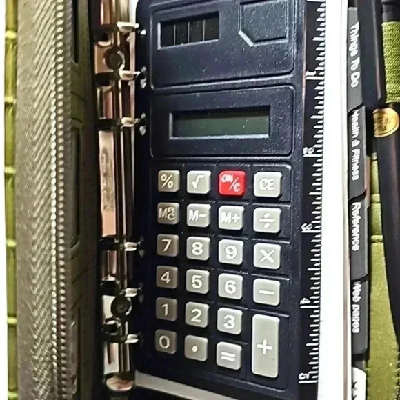 Mundi planner purse organizer green crocodile print w. calculator leather… - Picture 3 of 16